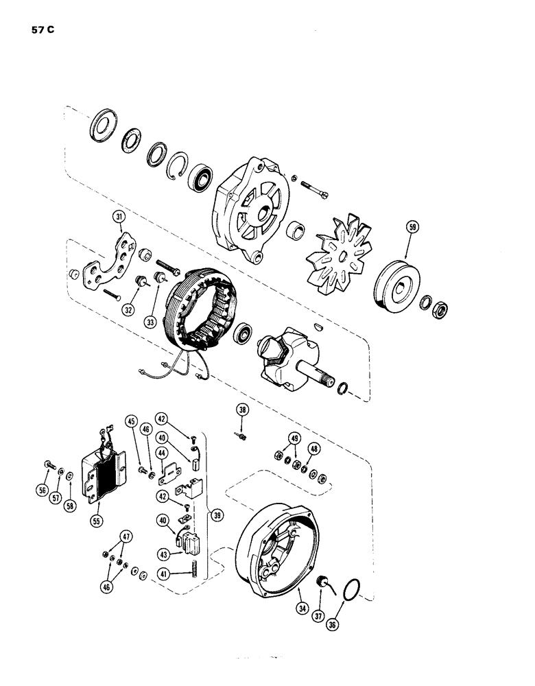 Схема запчастей Case IH 1070 - (057C) - A59761 ALTERNATOR (04) - ELECTRICAL SYSTEMS