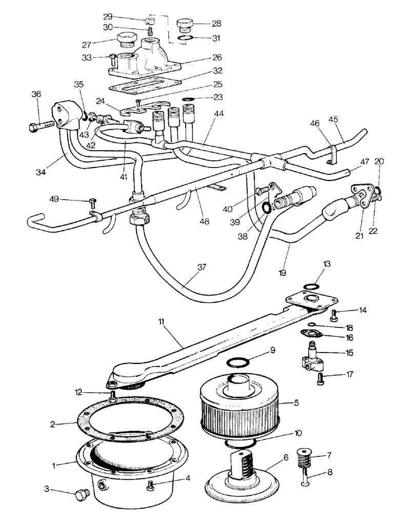 Схема запчастей Case IH 996 - (E01-1) - SELECTAMATIC HYDRAULIC SYSTEM, OIL FILTER AND PIPES (07) - HYDRAULIC SYSTEM