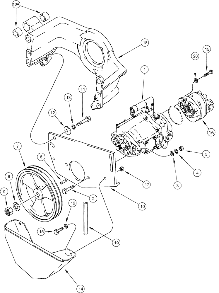 Схема запчастей Case IH CPX620 - (08-06) - HYDRAULIC AND HYDROSTATIC PUMP MOUNTING (07) - HYDRAULICS