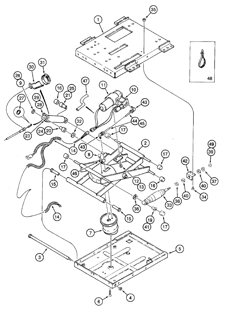 Схема запчастей Case IH 7220 - (9-080) - DELUXE AIR SUSPENSION SEAT - SUSPENSION, PRIOR TO TRACTOR S/N JJA0061559 (09) - CHASSIS/ATTACHMENTS