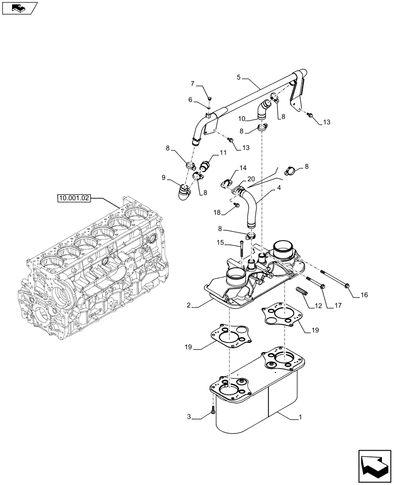 Схема запчастей Case IH F3DFE613A A002 - (10.408.02) - HEAT EXCHANGER (504386770) (10) - ENGINE