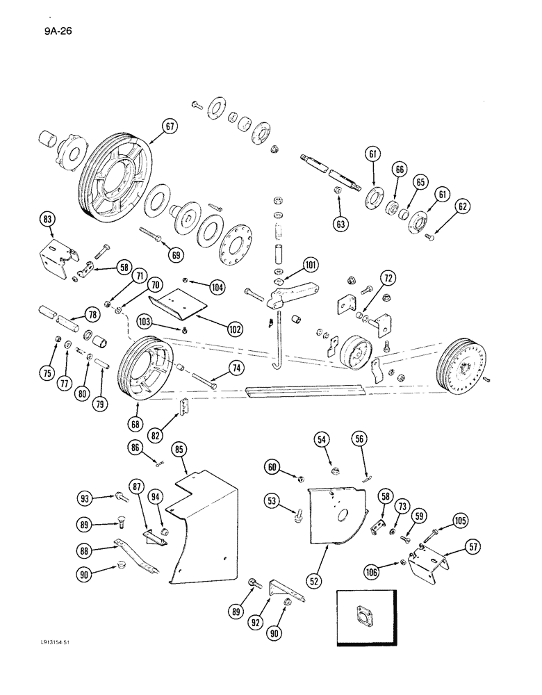 Схема запчастей Case IH 1640 - (9A-26) - FEEDER JACKSHAFT DRIVE (CONTD) (13) - FEEDER