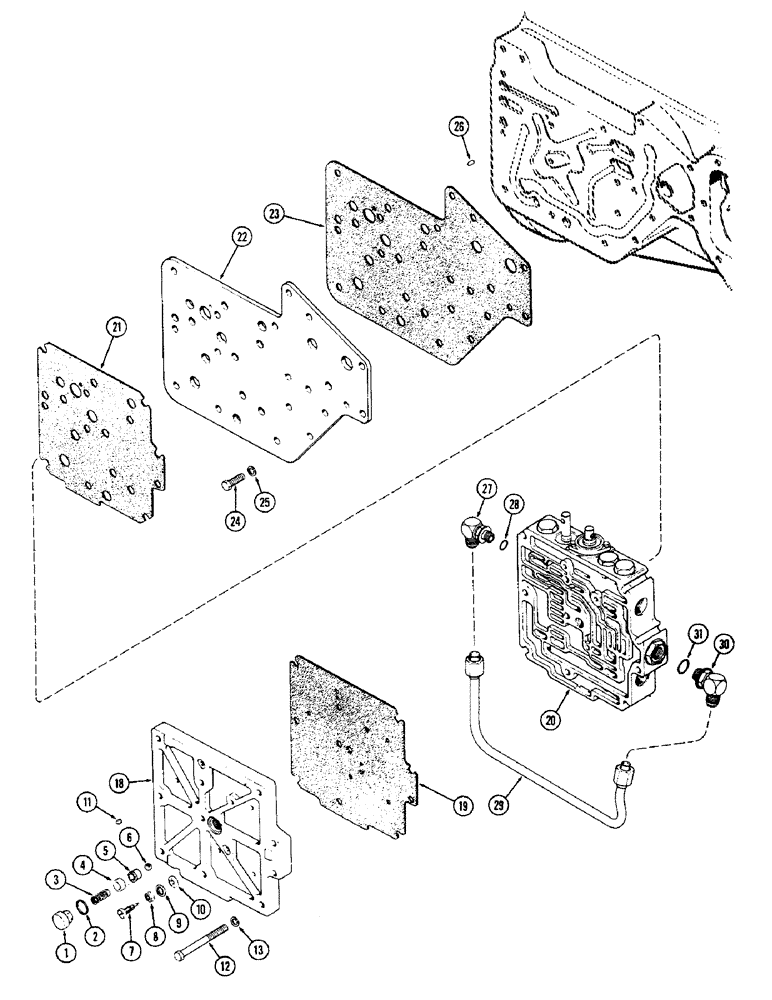 Схема запчастей Case IH 1370 - (168) - HYDRAULICS, TRANSMISSION CONTROL VALVE AND ATTACHING PARTS (08) - HYDRAULICS