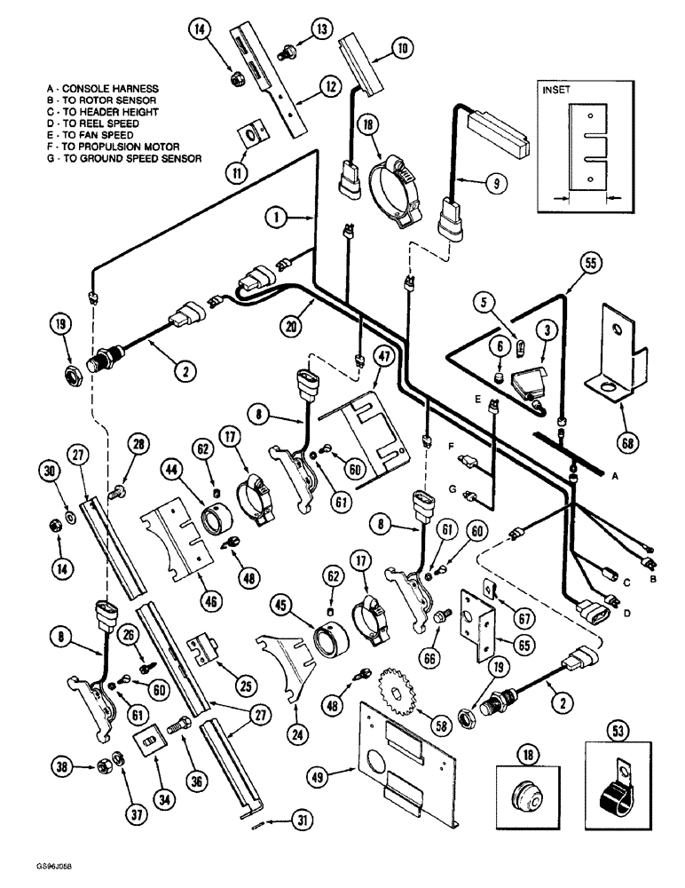 Схема запчастей Case IH 1660 - (4-44) - SHAFT SPEED MONITOR CONTROL, COMBINE WITH STRAW CHOPPER (06) - ELECTRICAL