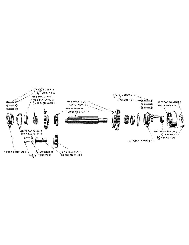 Схема запчастей Case IH DV-SERIES - (060) - SLIDING GEAR SHAFT, D, DC, DH, DO, DV (06) - POWER TRAIN