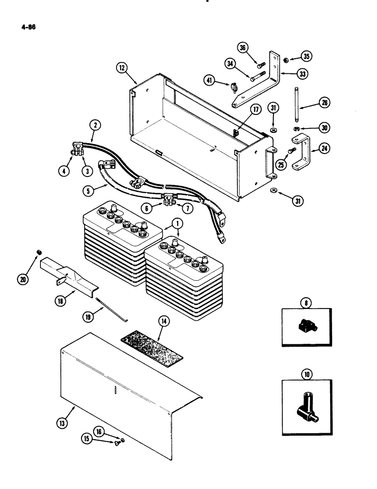 Схема запчастей Case IH 2294 - (4-086) - BATTERIES, BOX AND CABLES (04) - ELECTRICAL SYSTEMS