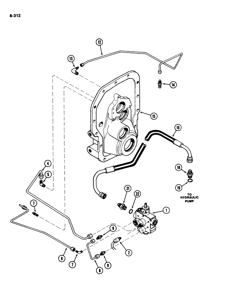 Схема запчастей Case IH 2294 - (8-312) - HYDRAULICS, PTO TUBES AND FITTINGS (08) - HYDRAULICS