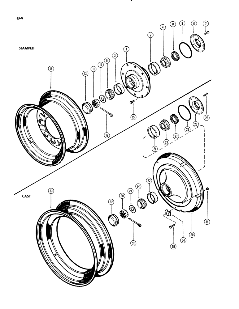 Схема запчастей Case IH 930-SERIES - (084) - FRONT WHEELS, STAMPED WHEELS (06) - POWER TRAIN