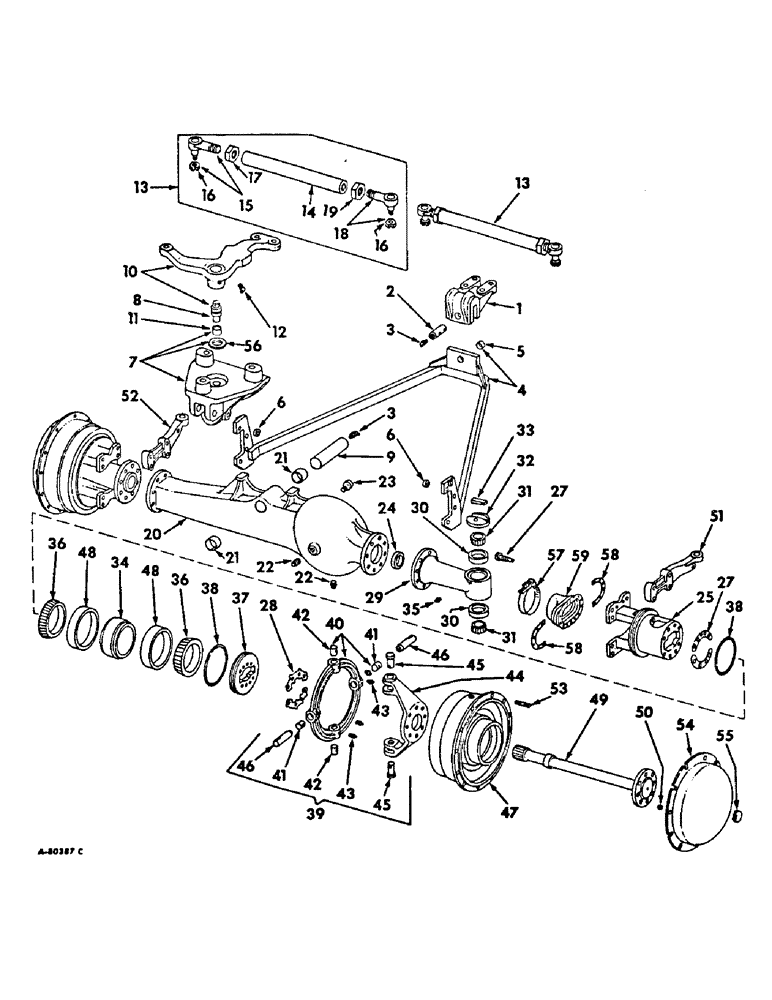 Схема запчастей Case IH 2856 - (B-33) - POWER TRAIN, FRONT AXLE AND CONNECTIONS, INTERNATIONAL TRACTORS WITH ALL WHEEL DRIVE (03) - POWER TRAIN