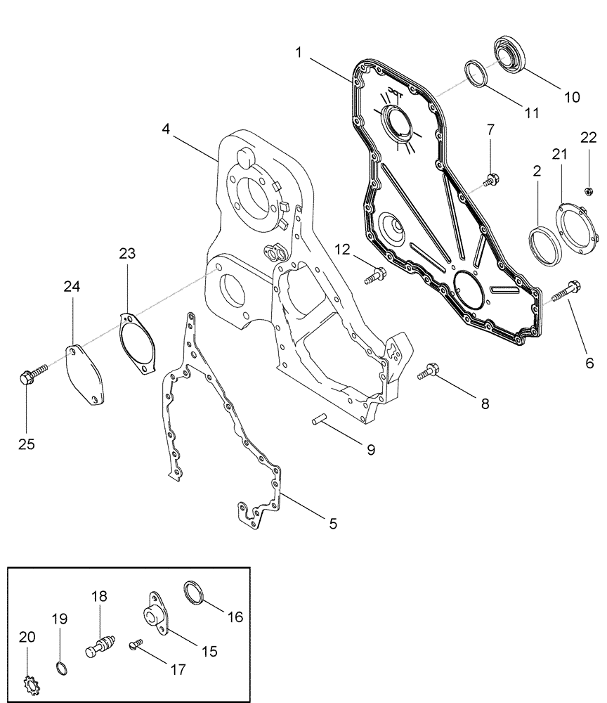 Схема запчастей Case IH PX190 - (02-08) - FRONT GEAR COVER (02) - ENGINE