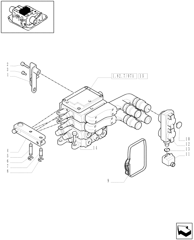 Схема запчастей Case IH MAXXUM 110 - (1.82.7/07[01]) - 2 REMOTES FOR FIXED DISPLACEMENT PUMP AND EDC AND RELEVANT PARTS - C6788 (VAR.330849) (07) - HYDRAULIC SYSTEM