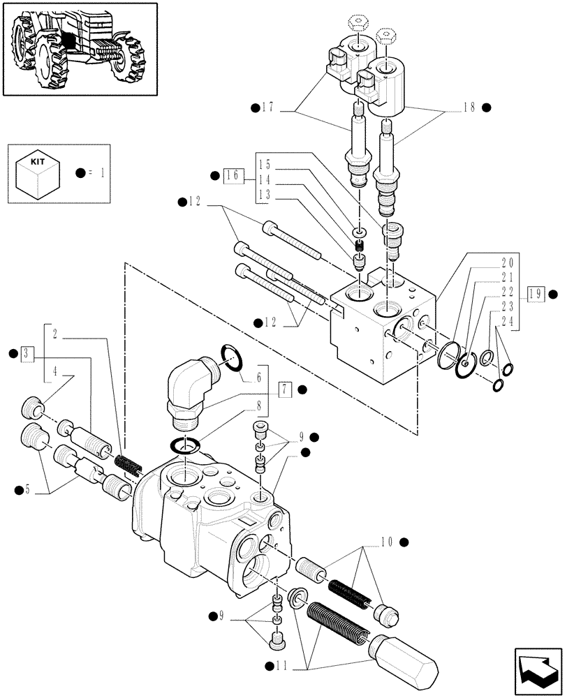 Схема запчастей Case IH PUMA 165 - (1.32.6/01A) - PRIORITY VALVE - BREAKDOWN (03) - TRANSMISSION