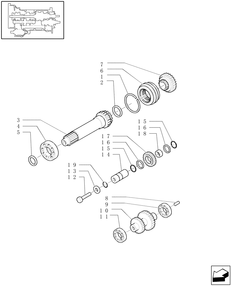 Схема запчастей Case IH MXU115 - (1.28.1/02[01]) - (VAR.110-120) TRANSMISSION 12X12 - TRANSMISSION GEARS (03) - TRANSMISSION