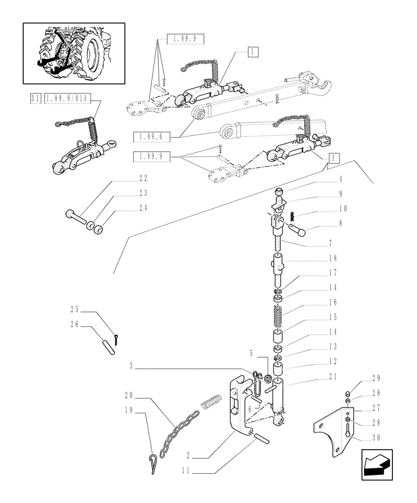 Схема запчастей Case IH PUMA 165 - (1.89.9/01) - (VAR.754-946) AUTOMATIC LINKAGE STABILIZER (09) - IMPLEMENT LIFT