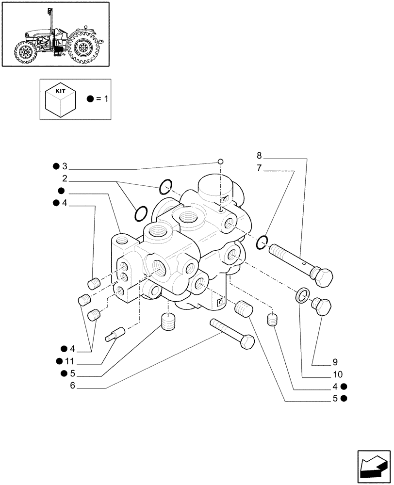 Схема запчастей Case IH JX1095C - (1.33.1/01[04]) - 4WD ELECTRO-HYDRAULIC COUPLING - SOLENOID VALVE CAPS (04) - FRONT AXLE & STEERING