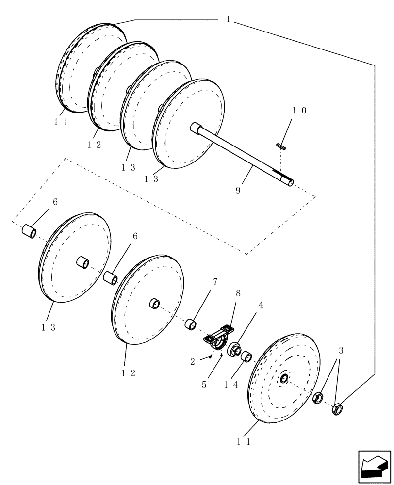 Схема запчастей Case IH ATX400 - (6.180.1) - PACKER GANG ASSY 10" SPACING, 7 STEEL WHEELS Packer Gang Assemblies and Frames