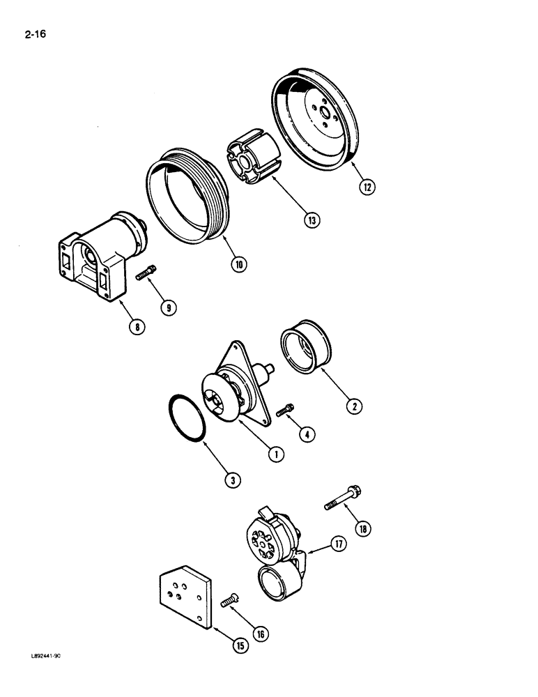 Схема запчастей Case IH 9130 - (2-16) - WATER PUMP SYSTEM, 6T-830 ENGINE, 6TA-830 ENGINE (02) - ENGINE