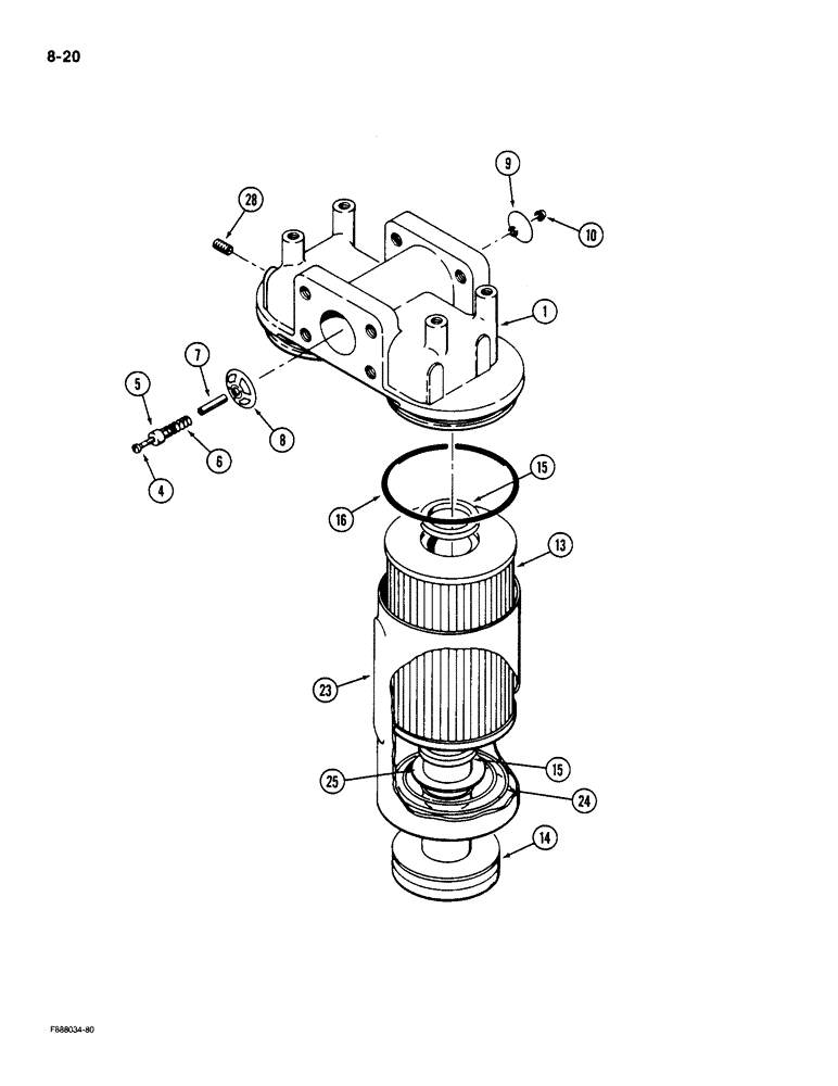 Схема запчастей Case IH 9180 - (8-20) - OIL FILTER ASSEMBLY (08) - HYDRAULICS