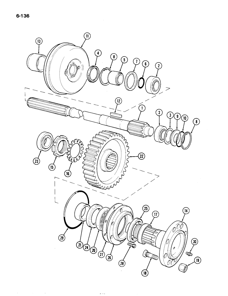 Схема запчастей Case IH 1194 - (6-136) - FINAL DRIVE GEARS AND SHAFTS (06) - POWER TRAIN