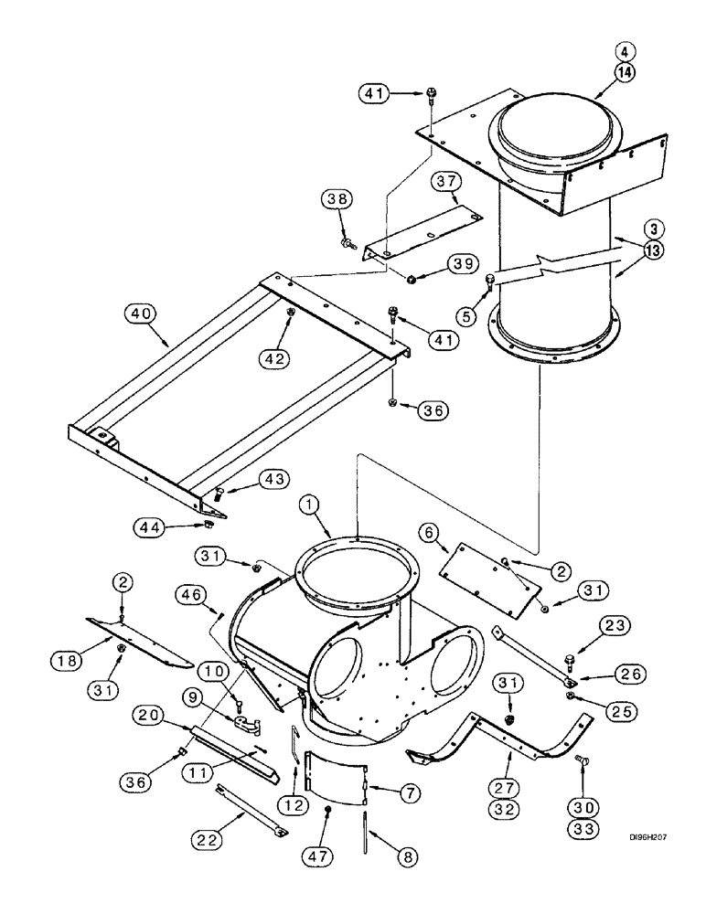 Схема запчастей Case IH 2144 - (9E-22) - LOWER GRAIN TANK, UNLOADER HOUSING (17) - GRAIN TANK & UNLOADER