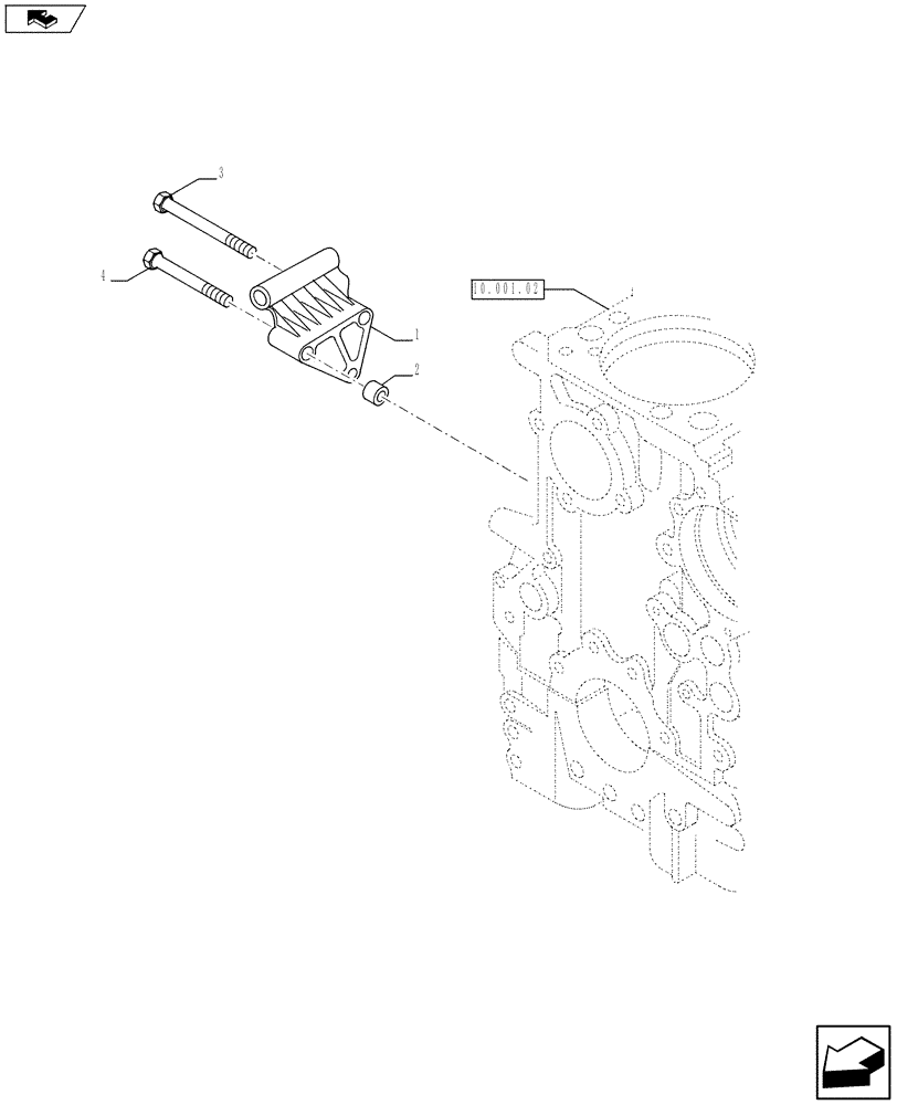 Схема запчастей Case IH F3BFA613A E001 - (55.301.02) - ENGINE, ALTERNATOR MOUNTING (55) - ELECTRICAL SYSTEMS