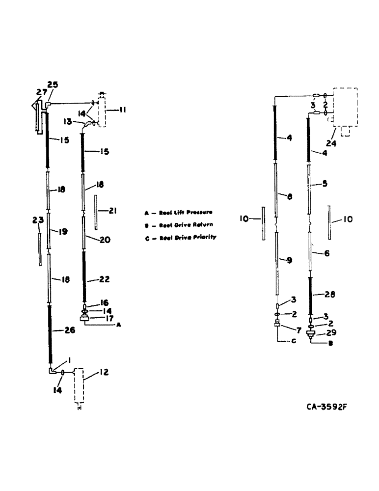 Схема запчастей Case IH 810 - (C-59) - REEL, HYDRAULIC DIAGRAM, REEL DRIVE AND REEL LIFT FOR HEADERS (58) - ATTACHMENTS/HEADERS