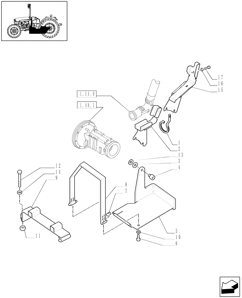 Схема запчастей Case IH JX1060C - (1.14.7[01A]) - FUEL TANK SUPPORT - D5540 (02) - ENGINE EQUIPMENT