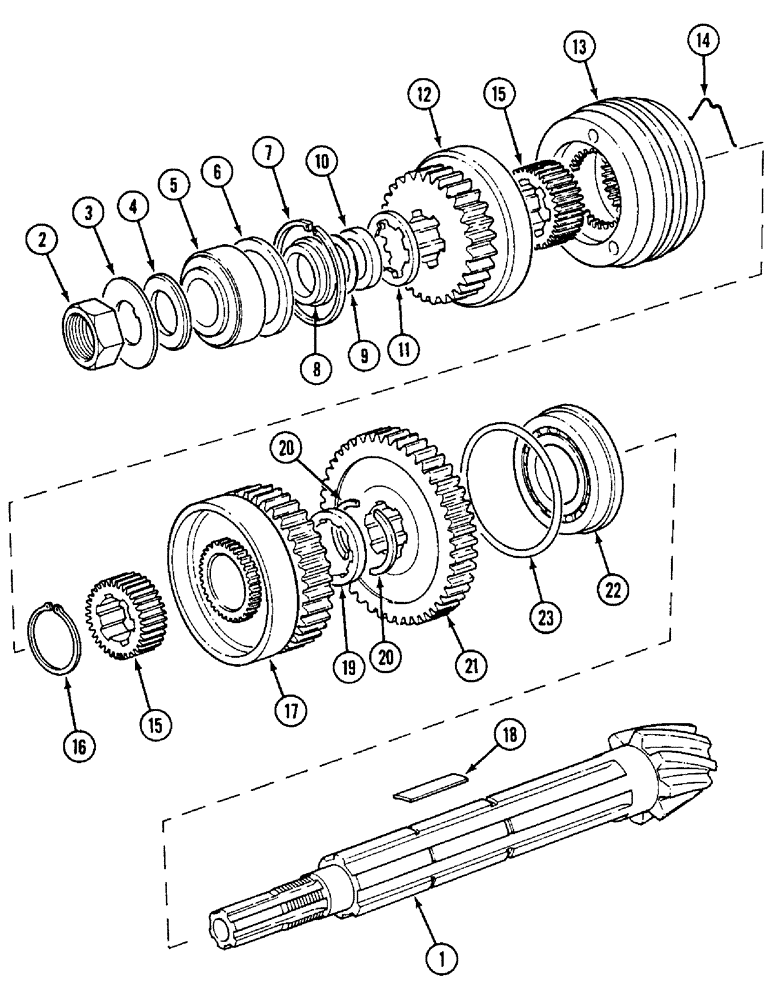 Схема запчастей Case IH 1594 - (6-172) - BEVEL PINION SHAFT AND GEARS, SYNCHROMESH GEARBOX (06) - POWER TRAIN