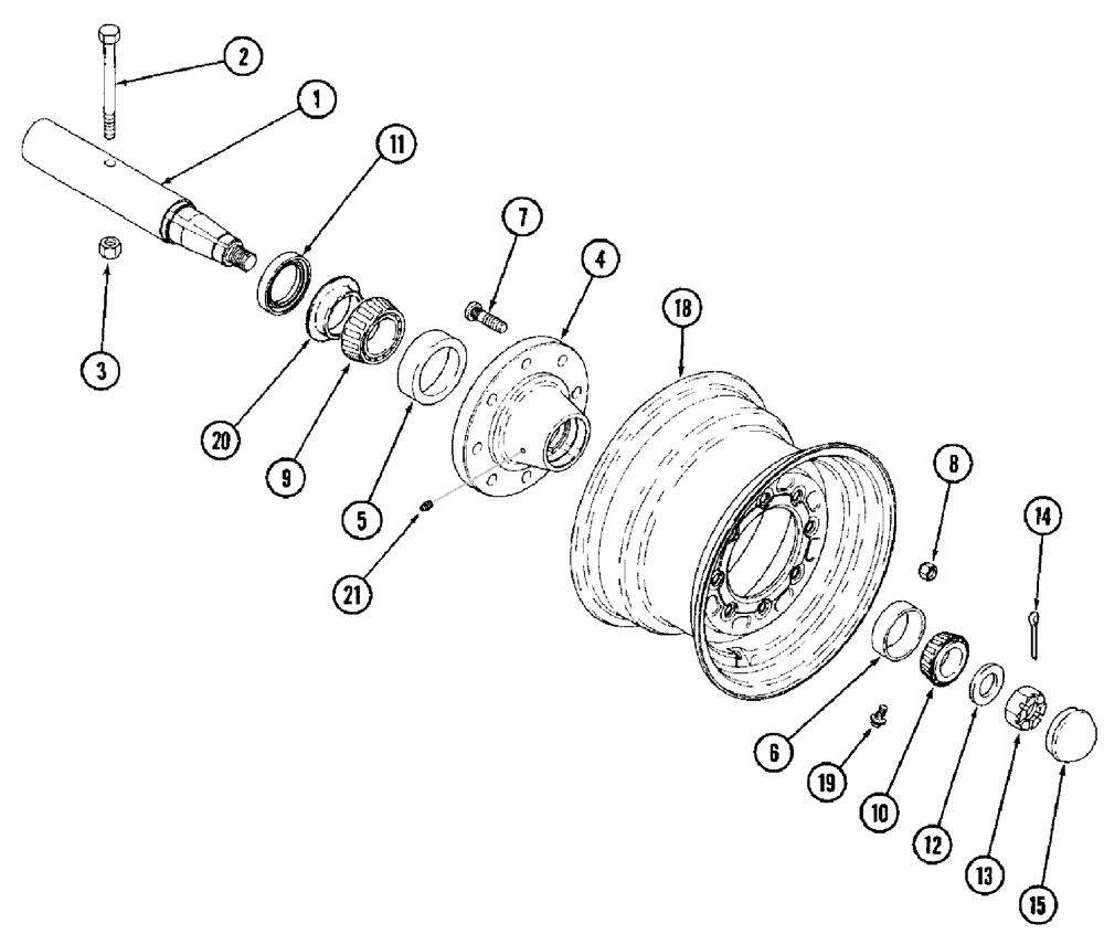 Схема запчастей Case IH 3950 - (9-08) - SPINDLES, HUBS AND WHEELS, 8 BOLT HUBS (09) - CHASSIS/ATTACHMENTS