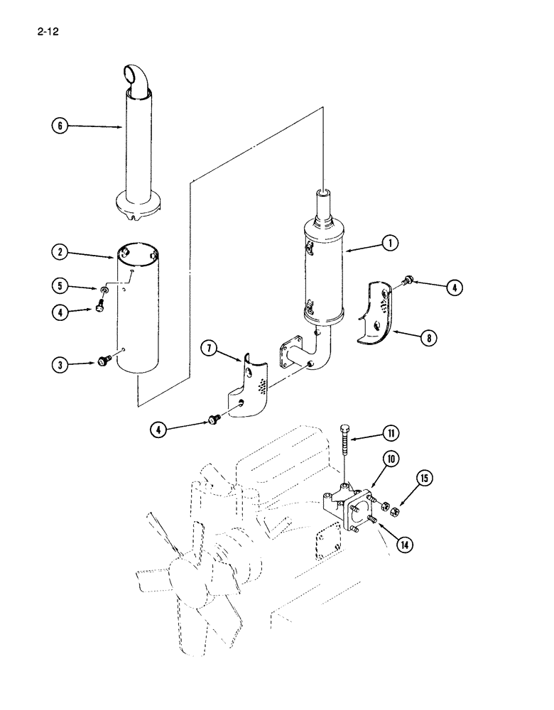 Схема запчастей Case IH 265 - (2-12) - EXHAUST MUFFLER, VERTICAL (02) - ENGINE