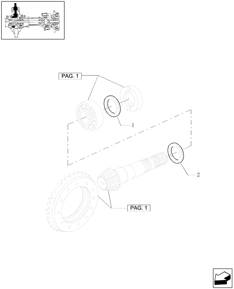 Схема запчастей Case IH MXU130 - (1.40.0/06[02]) - 4WD FRONT AXLE - BEVEL GEAR PAIR (04) - FRONT AXLE & STEERING