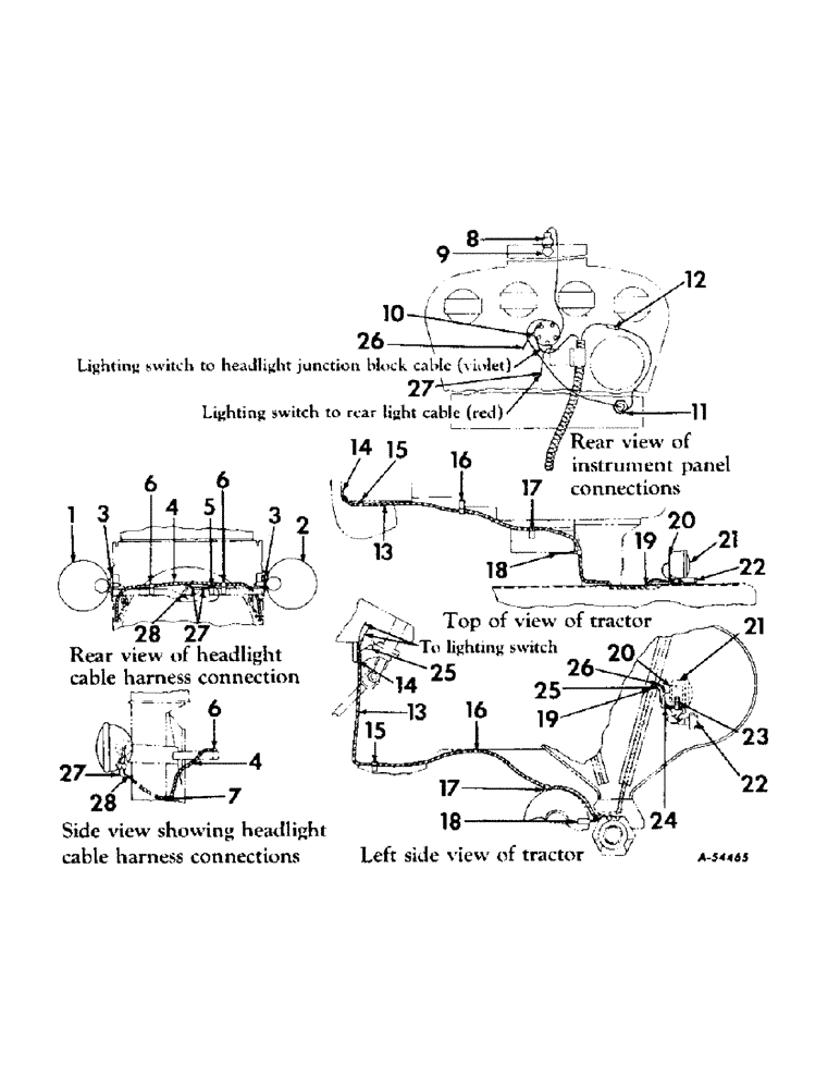 Схема запчастей Case IH 200 - (121) - ELECTRICAL SYSTEM, LIGHTING SYSTEM, SPECIAL, INTERNATIONAL 240 TRACTORS (06) - ELECTRICAL SYSTEMS