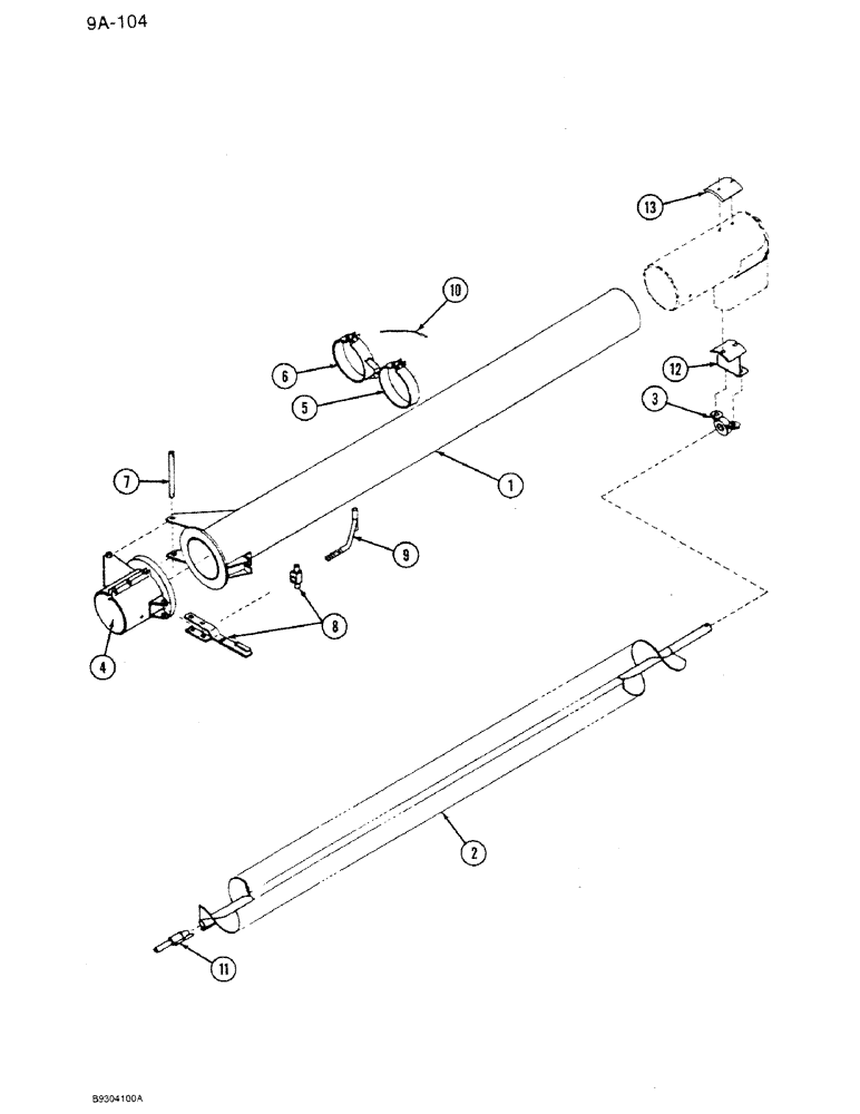 Схема запчастей Case IH 1350 - (9A-104) - DISCHARGE AUGER EXTENSION, FOLDING (09) - CHASSIS ATTACHMENTS