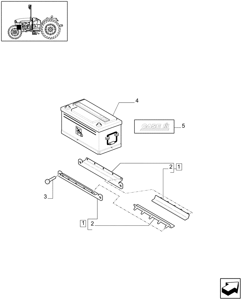 Схема запчастей Case IH JX1085C - (1.74.1) - BATTERY MOUNTING (06) - ELECTRICAL SYSTEMS