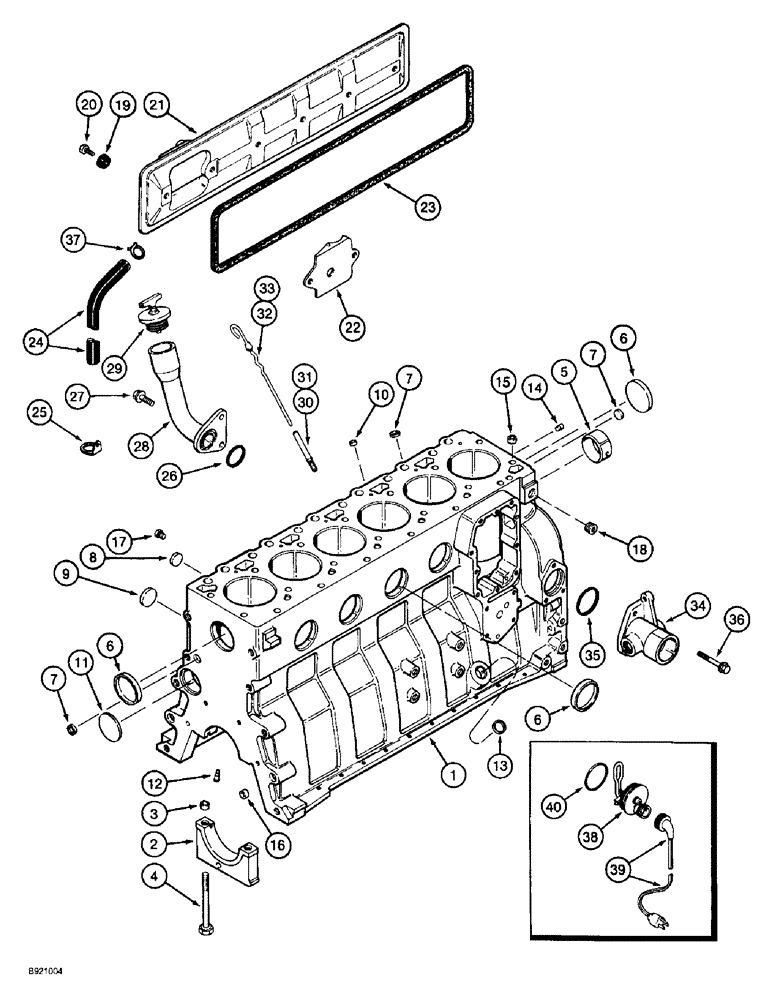 Схема запчастей Case IH 2022 - (2-62) - CYLINDER BLOCK, 6TA-590 ENGINE (01) - ENGINE