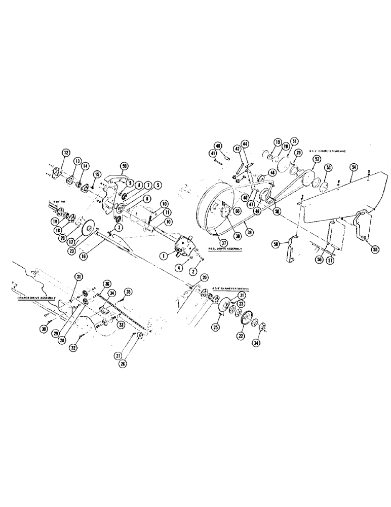 Схема запчастей Case IH 1075 - (089A) - HEADER DRIVE, DRAPER HEADER (58) - ATTACHMENTS/HEADERS