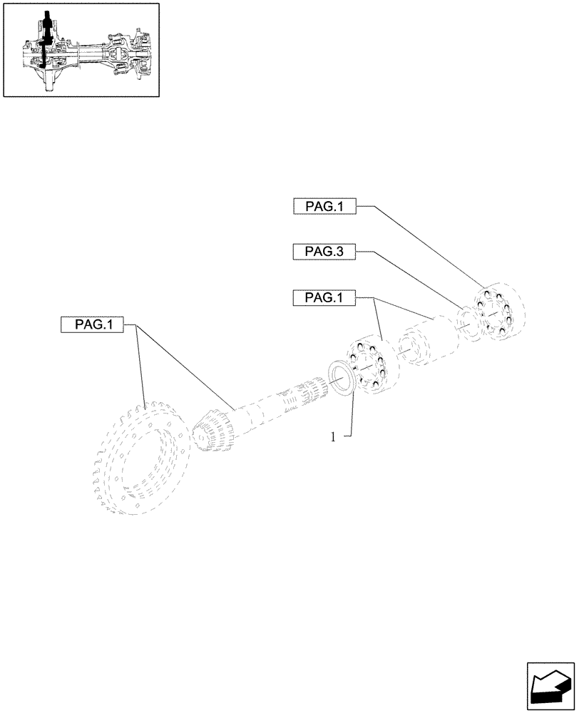 Схема запчастей Case IH JX1100U - (1.40. 0/04[02]) - FRONT AXLE 4WD - BEVEL GEAR/PINION SET - ADJUSTING SHIMS (04) - FRONT AXLE & STEERING