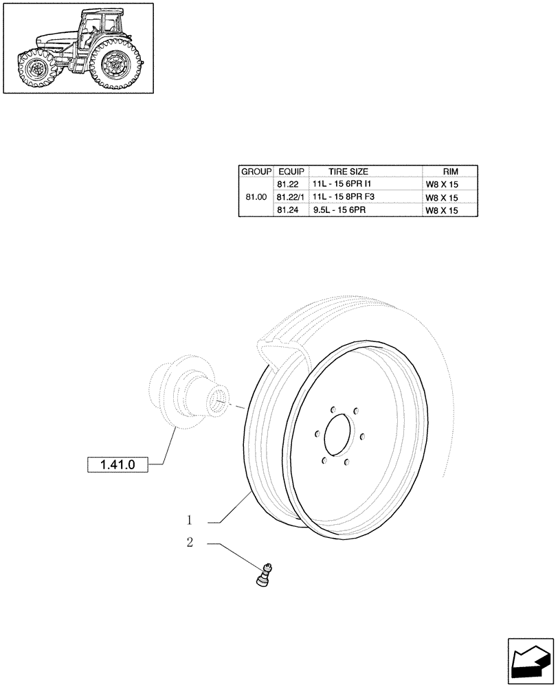 Схема запчастей Case IH JX1080U - (81.00[02]) - DRIVE WHEEL RIM (2WD) (11) - WHEELS/TRACKS