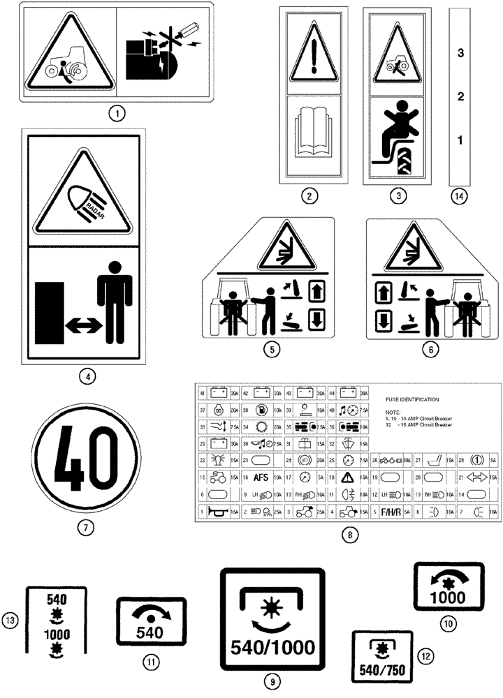 Схема запчастей Case IH CX80 - (09-80) - DECALS (09) - CHASSIS/ATTACHMENTS