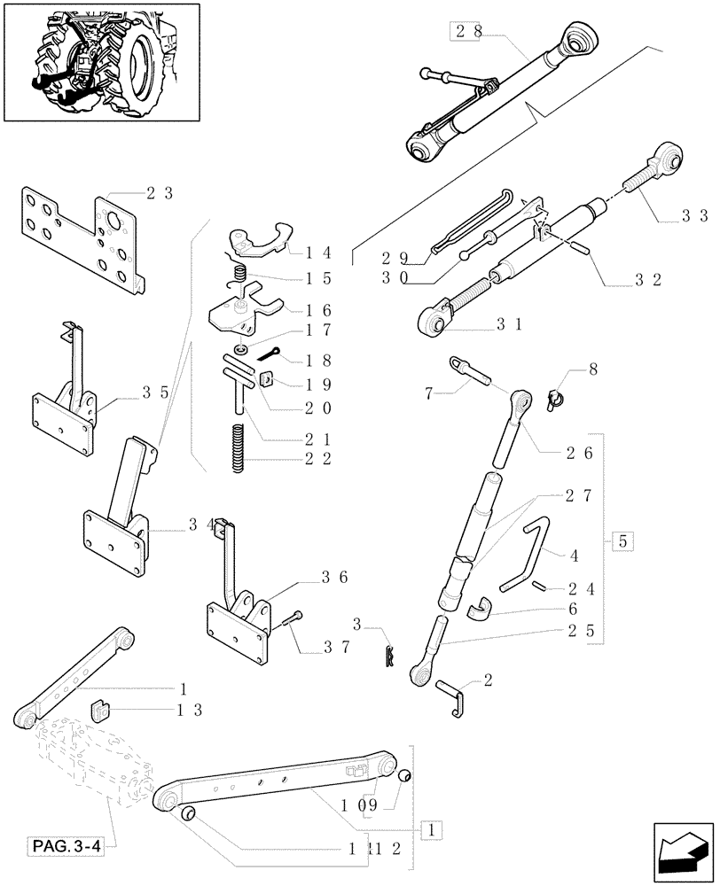 Схема запчастей Case IH JX1090U - (1.89.6[01]) - IMPLEMENT HITCHING/ATTACHMENT - ARMS, TIE-RODS & SUPPORT (09) - IMPLEMENT LIFT