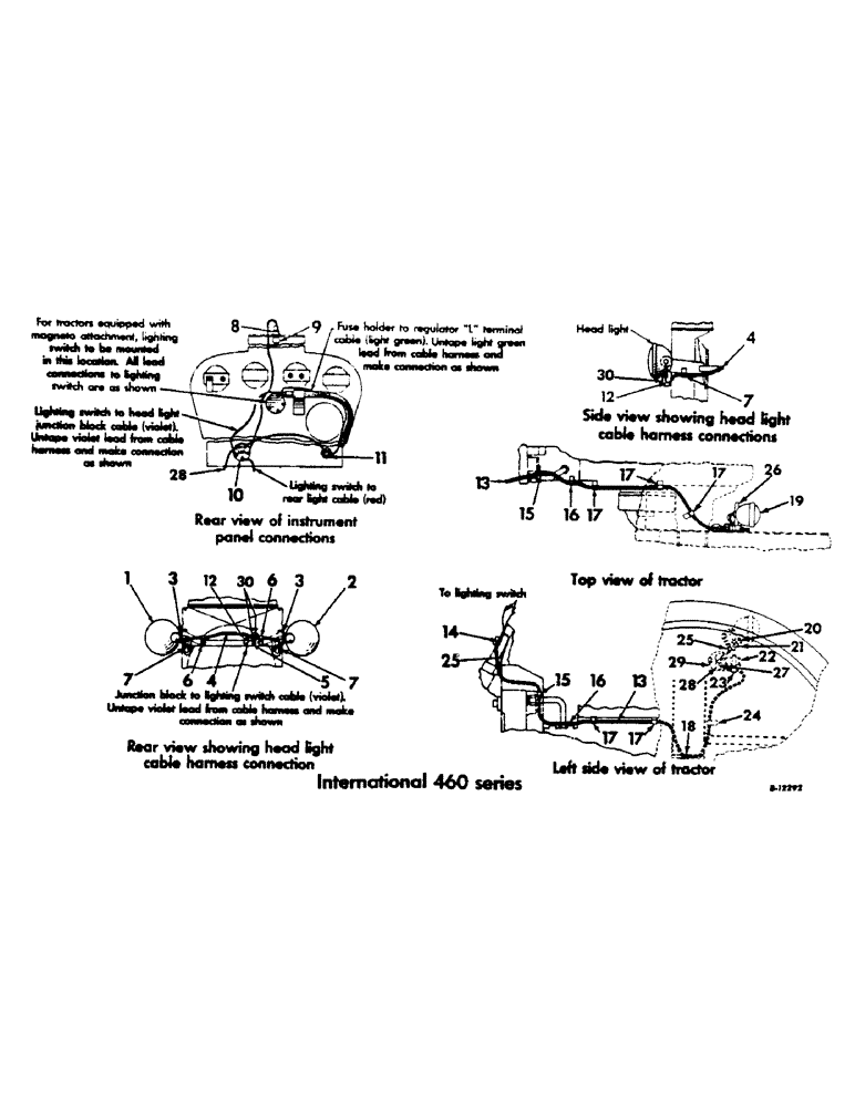 Схема запчастей Case IH 460 - (093) - ELECTRICAL SYSTEM, ELECTRIC LIGHTING, INTERNATIONAL 460 SERIES TRACTORS WITH ORCHARD FENDERS (06) - ELECTRICAL SYSTEMS