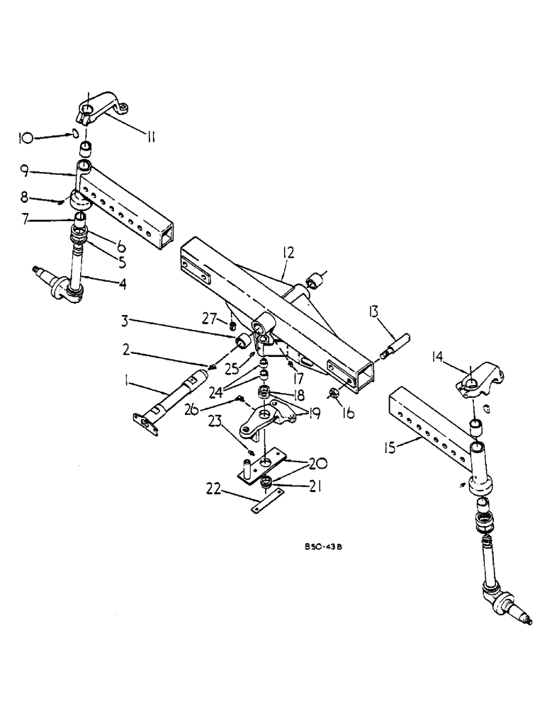 Схема запчастей Case IH 684 - (14-002) - ADJUSTABLE FRONT AXLE, STRAIGHT, HIGH SPINDLE, LOW SPINDLE, 52 IN TO 77 IN TREAD Suspension