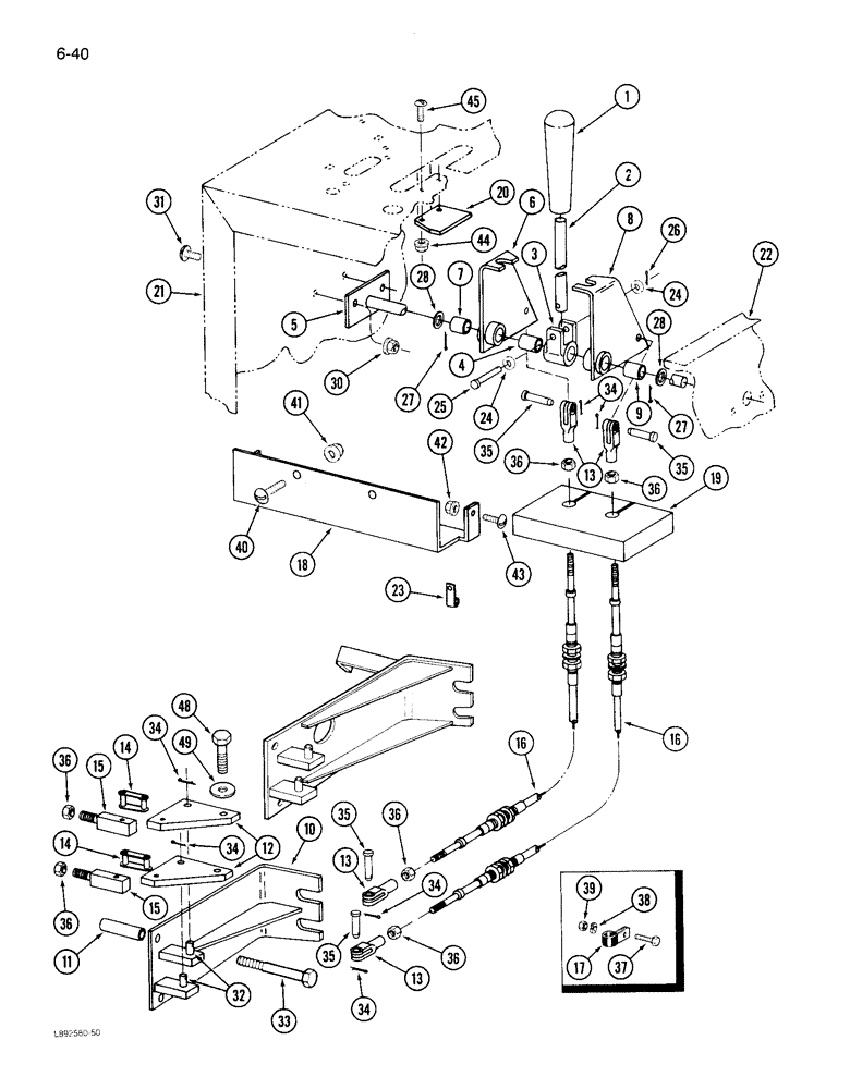 Схема запчастей Case IH 1844 - (6-40) - TRANSMISSION SHIFT CONTROLS (03) - POWER TRAIN