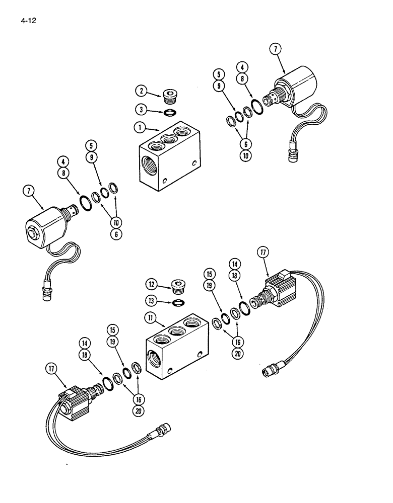 Схема запчастей Case IH 7200 - (4-12) - ROW MARKER VALVE (04) - ELECTRICAL SYSTEMS