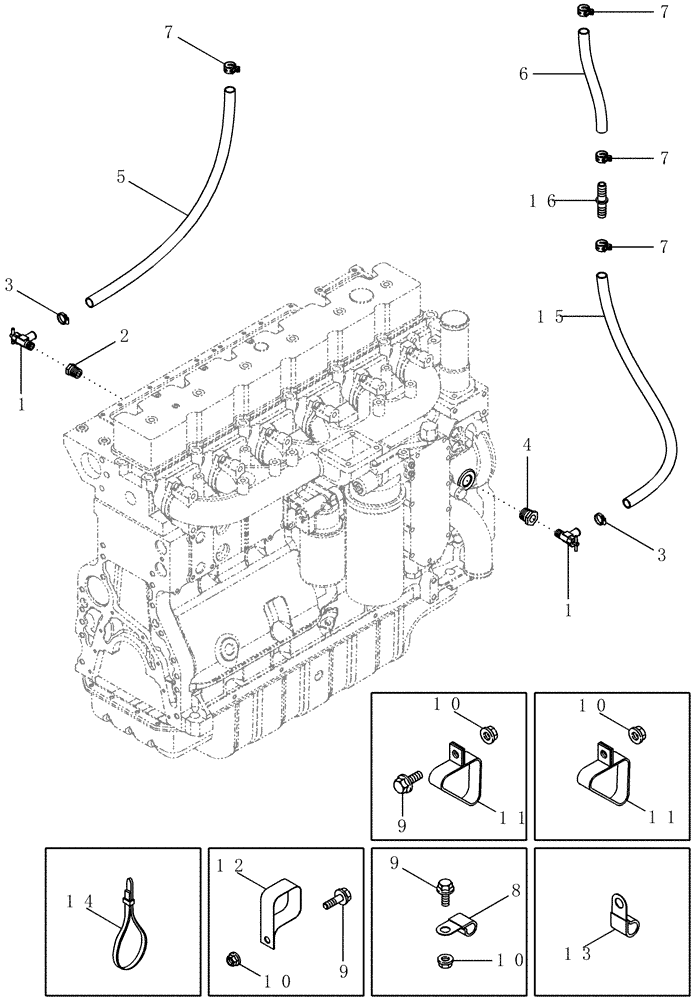 Схема запчастей Case IH 2366 - (09G-22[02]) - HEATING SYSTEM - CAB/CHASSIS CONNECTIONS TO ENGINE - ASN JJC0255700 (10) - CAB & AIR CONDITIONING