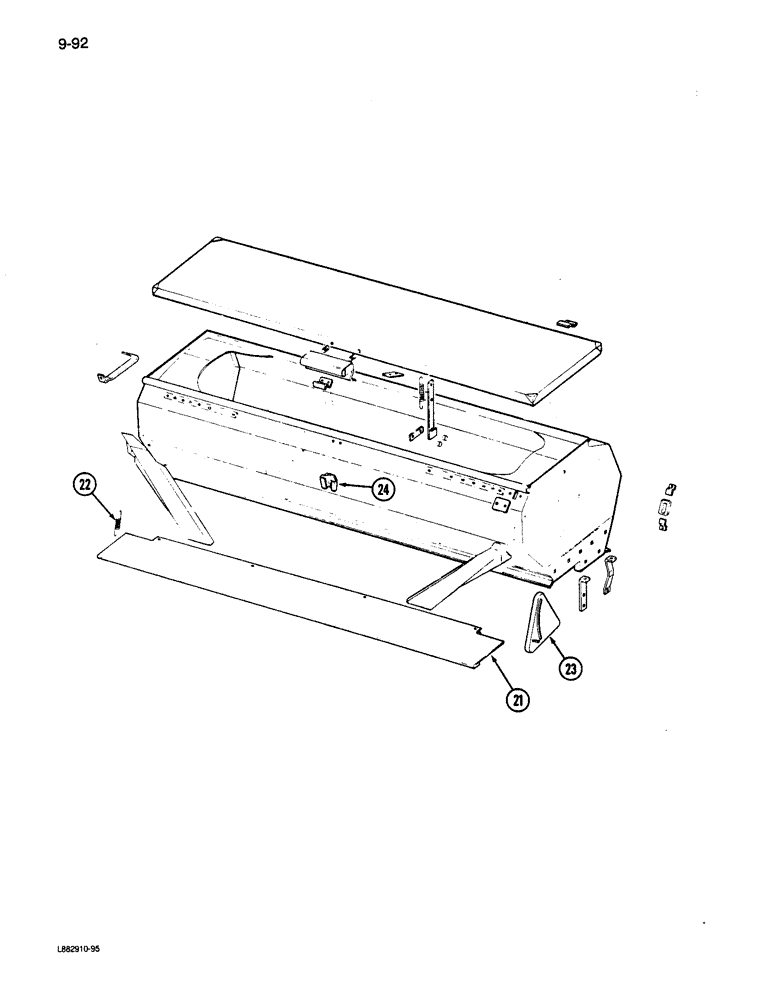 Схема запчастей Case IH 6200 - (9-092) - GRAIN AND FERTILIZER HOPPER (09) - CHASSIS/ATTACHMENTS