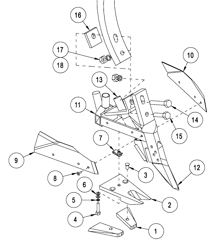 Схема запчастей Case IH ATX - (10-26) - STANDARD ANDERSON OPENER, TRIPLE SHOOT 10 INCH DRY FERTILIZER BEFORE 06/2003 (09) - CHASSIS/ATTACHMENTS