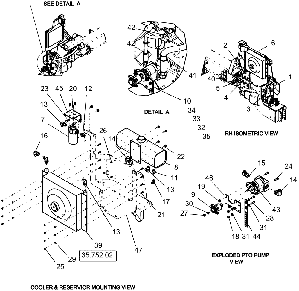 Схема запчастей Case IH 1240 - (35.220.01) - 22 GPM PUMP (TRACTOR MOUNTED) LAYOUT (35) - HYDRAULIC SYSTEMS