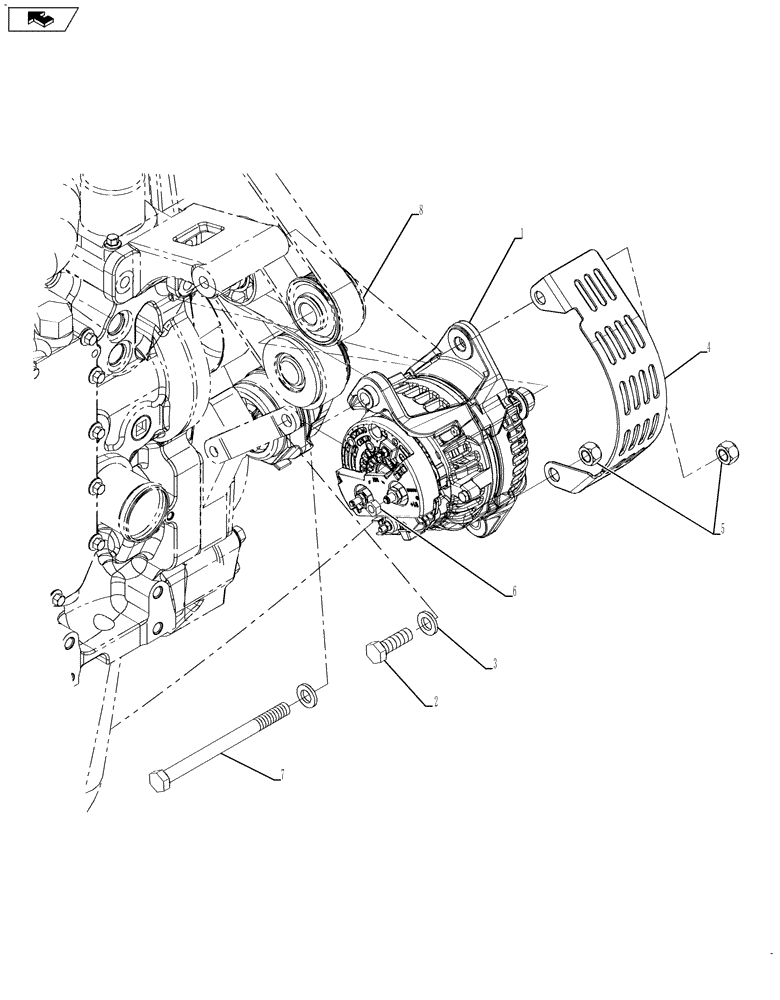 Схема запчастей Case IH TITAN 3020 - (02-034) - PACKAGE, ENGINE ALTERNATOR FROM 08/2008 (01) - ENGINE