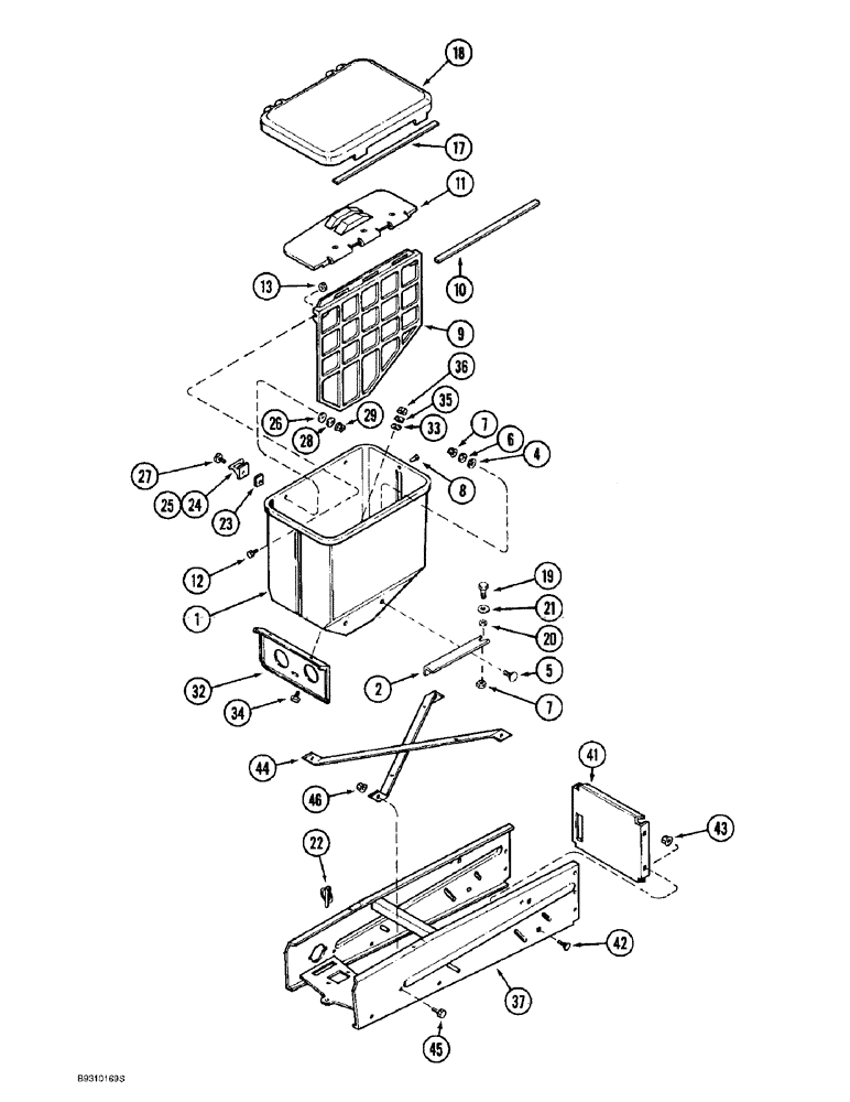 Схема запчастей Case IH 955 - (9F-02) - GRANULAR CHEMICAL HOPPER AND SUPPORT (09) - CHASSIS/ATTACHMENTS